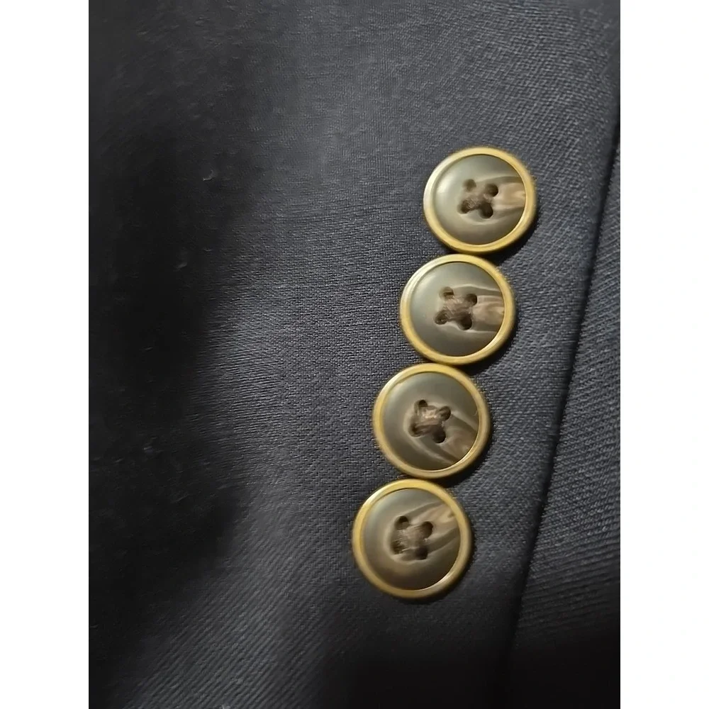 Joseph Feiss Gold Men Sport Coat 46S Dark Blue Wool Blazer Jacket Casual Classic